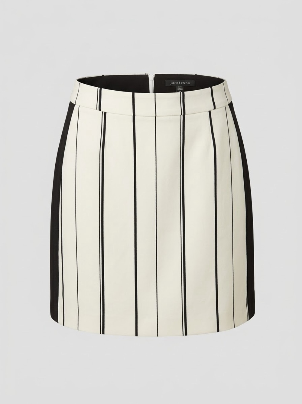 Judith & Charles White Striped Mini Skirt (Size 12)